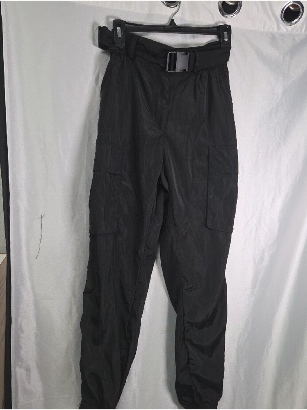 New Look Black Cargo Track Joggers with Belt Medium Sz [1804]
